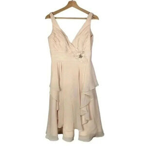 Allure Bridals Light Blush Pink Tiered Knee Length Bridesmaids Dress 10